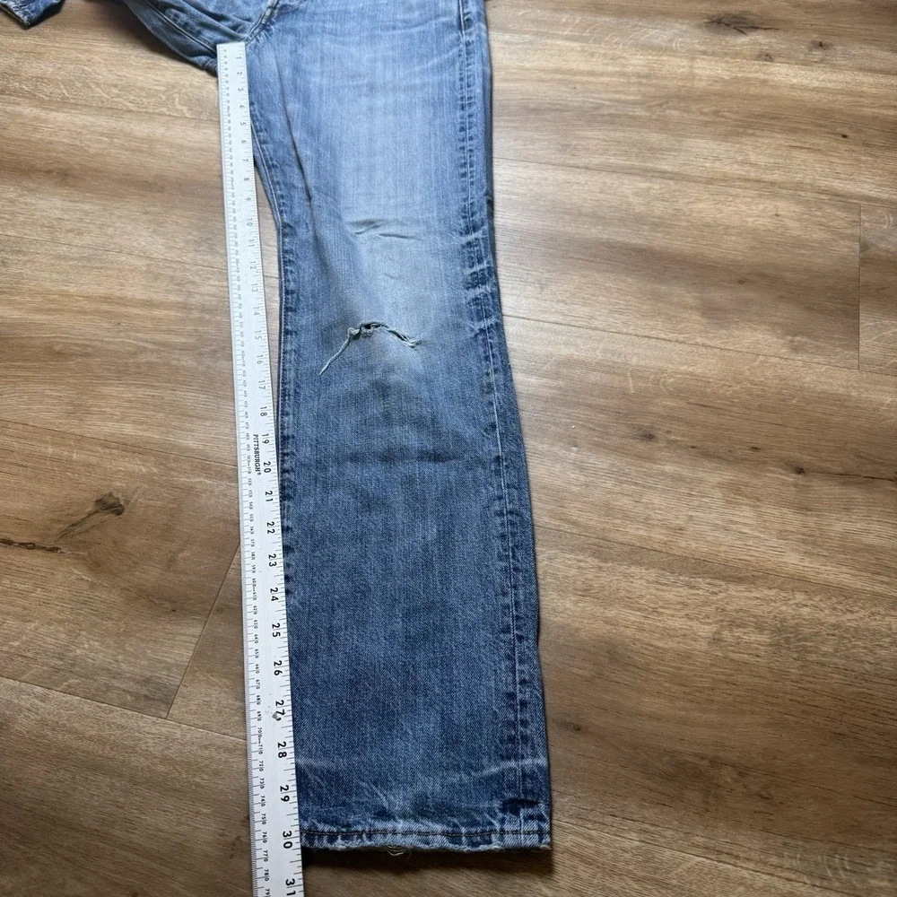 G-Star Raw 3301 Tapered Jeans Mens 27x30 Light Blue Distressed‎ Button Fly Pants